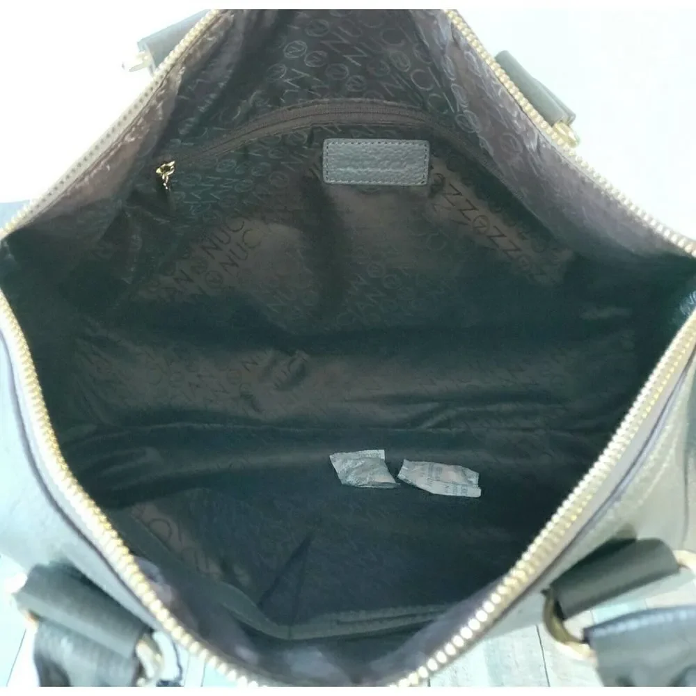 NWOT NUCIANO GRAY GENUINE LEATHER TWO WAYS SATCHEL SHOULDER BAG HANDBAG PURSE